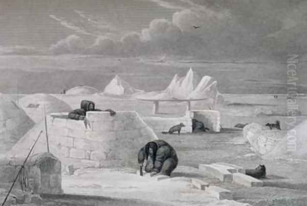 Eskimaux building a Snow-Hut - view 1