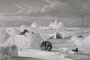 Eskimaux building a Snow-Hut by Captain George Francis Lyon