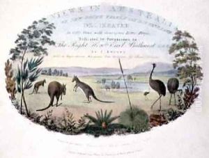 View in Bathurst Plains near Queen Charlottes Valley title page of Views in Australia by Joseph Lycett