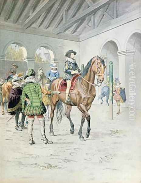 Armand-Jean du Plessis Cardinal Richelieu 1585-1642 learning to ride a horse - view 1