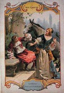 The Donkey and the Little Dog from Fables by Jean de La Fontaine 1621-95 by Maurice Leloir