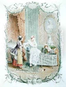 The Morning Bath illustration of elegant Parisian life in the second half of the 18th century by Maurice Leloir