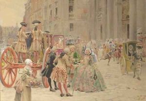Sortie de la messe a l'Eglise Saint-Louis Saint-Paul by Maurice Leloir