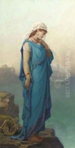 The poetess Sappho in contemplation by Louis Hector Leroux
