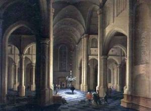 A Church Interior by Anthonie De Lorme