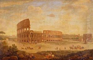 View Of The Colosseum And The Arch Of Constantine, Rome by Hendrik Frans van Lint (Studio Lo)