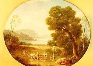 Bacchic Revellers Dancing by a Herm