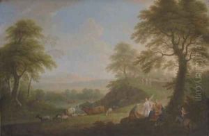 An extensive Italianate landscape with the Rest on the Flight into Egypt