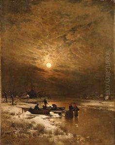 Winter by the river by Ludwig Lanckow