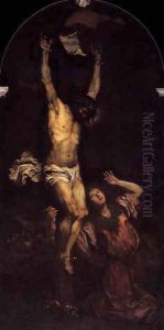 Mary Magdalene ot the Foot of the Cross c. 1670 by Giovanni Battista Langetti