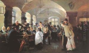 In the Hofbrauhaus in Munich 1892 by Fulop Elek Laszlo