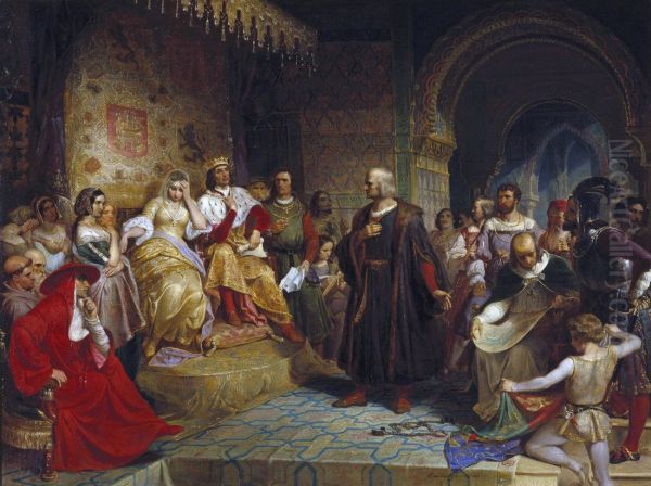 Columbus before the Queen by Emanuel Gottlieb Leutze