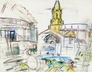 Dufy L'eglise De Lestelle by Raoul Dufy
