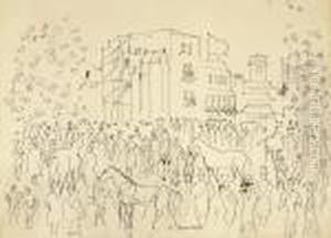 Paddock A Ascot by Raoul Dufy