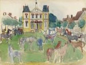 La Queue-les-yvelines, Le Marche Aux Chevaux by Raoul Dufy