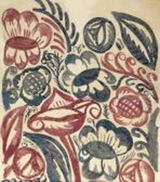 Dufy Red And Blue Flowers - view 1