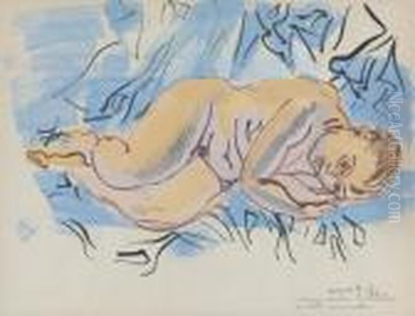 Nu Couche A La Draperie Bleue - view 1