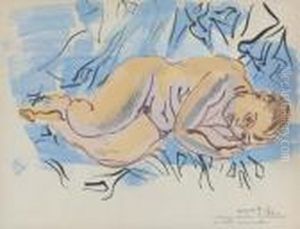 Nu Couche A La Draperie Bleue by Raoul Dufy