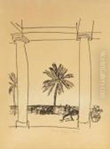 La Terrasse Au Palmier by Raoul Dufy