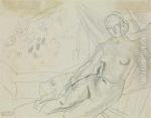 Femme Allongee Au Patio A Caldas De Montbuy by Raoul Dufy
