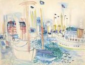 Bateaux Dans Le Bassin De Deauville by Raoul Dufy