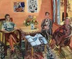 Trois Personnages Prenant Le The Dans L'atelier De Perpignan