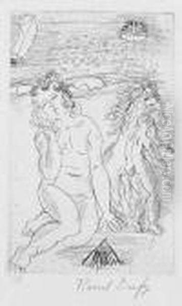 Deux Femmes Nues Et Cheval Sur La Plage - view 1