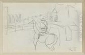 Cavalier A L'entrainement Et Vue Des Tribunes by Raoul Dufy