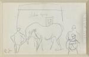 Cheval Et Trois Jockeys Au Padock by Raoul Dufy