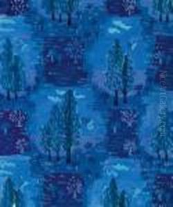 Paysage Auxcypres Et Papillons Sur Fond Bleu by Raoul Dufy