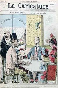 A Bourgeois couple explaining that they only had two children for economic reasons by E. Le Mouel