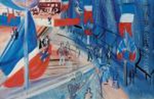 La Rue Pavoisee A La Banniere Americaine - view 1