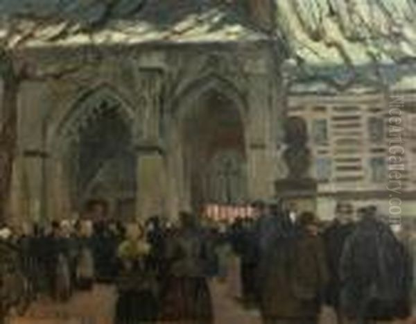 Place De L' Eglise Et Marche A Montvilliers (seine-inferieure) - view 1