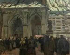 Place De L' Eglise Et Marche A Montvilliers (seine-inferieure) by Raoul Dufy