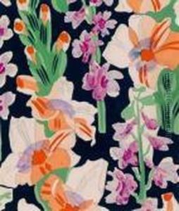 Gladiolen Und Orchideen Auf Blauem Grund by Raoul Dufy