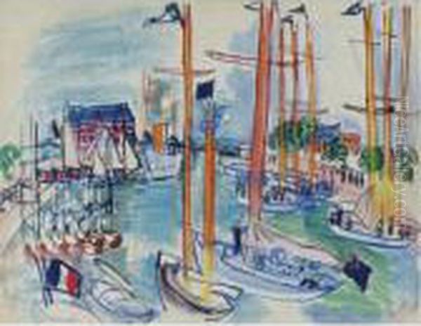 Deauville, Les Yachts Au Mouillage - view 1