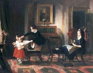Children playing at coach and horses by Charles Robert Leslie