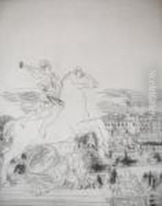 Winged Chariot In City Scape by Raoul Dufy
