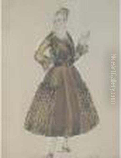 Robe Pour Paul Poiret Aquarelle 
Sur Papier Cachet De Latelier Enbas A Droite 30.5x24 Cm. Piqures Un 
Certificat De Madame Fannyguillon-laffaille Sera Remis A Lacquereur - view 1