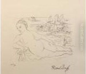 Femme Nue Allongee Sur La Plage by Raoul Dufy