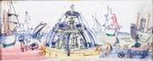 La Fontaine; Including Views Of Place Etpalmiers, Les Regates And Paysage Au Viaduc. by Raoul Dufy