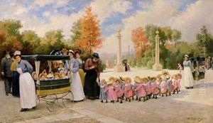 Promenade des Enfants by Timoleon Marie Lobrichon