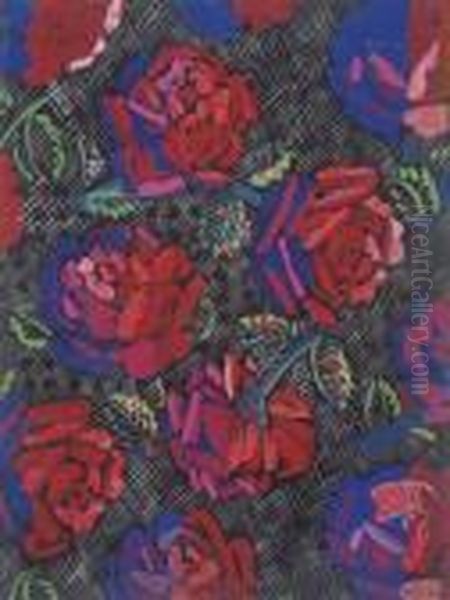 Composition Aux Roses (maquette Pour Un Textile) - view 1