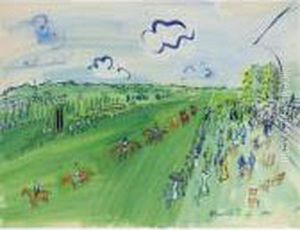 Le Defile Des Partants A Deauville by Raoul Dufy