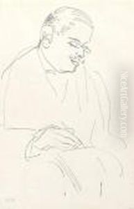 Portrait D'homme Ecrivant.
Dessin Sur Papier Arches.