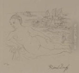 Femme Nue Allongee Sur Une Plage by Raoul Dufy