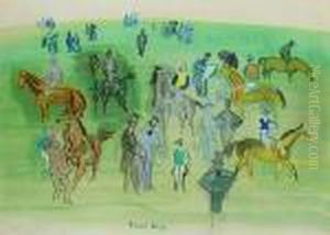 Epsom, Chevaux Et Jockeys Sur La Pelouse by Raoul Dufy