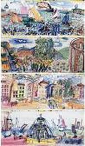 La Fontaine (quatre Elements Decoratifs D'une Jardiniere), Circa 1930 by Raoul Dufy