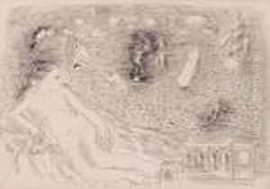 "balcon Sur La Mer - Baigneuse Aux Papillons" Radierung by Raoul Dufy