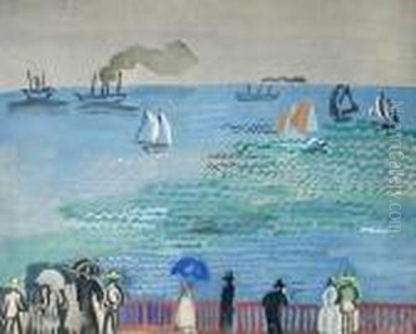 La Promenade Des Anglais Watercolour 43 X 54cm - view 1